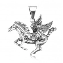 Silver pendant 925 - winged divine horse Pegasus, slightly patinated