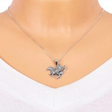 Silver pendant 925 - winged divine horse Pegasus, slightly patinated