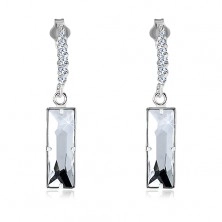 Silver earrings 925 - rectangular zircon under round segment