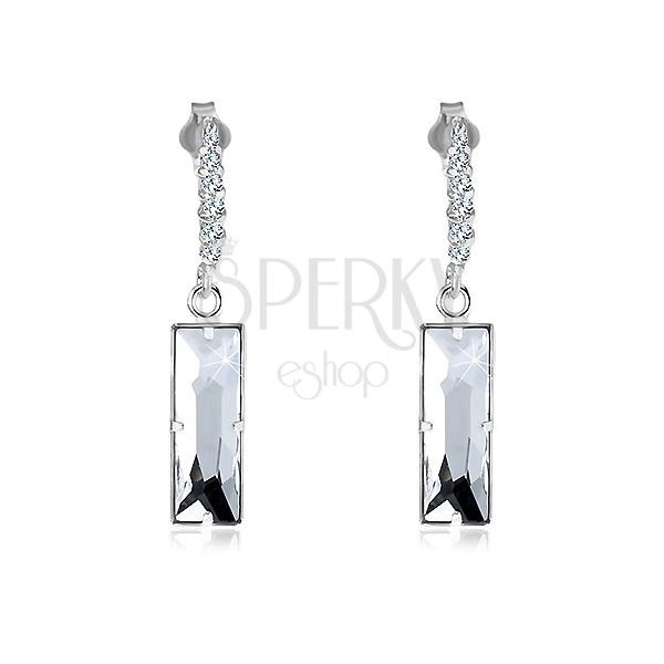 Silver earrings 925 - rectangular zircon under round segment