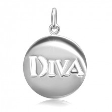 Pendant made of 925 silver - smooth bright circle with DIVA cut, 20 mm