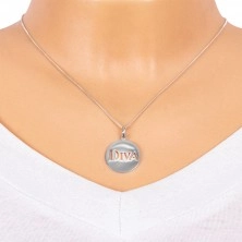 Pendant made of 925 silver - smooth bright circle with DIVA cut, 20 mm