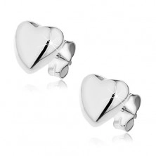 Stud earrings made of 925 silver - concave hearts, 7 mm