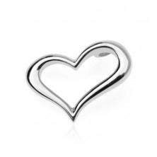 Silver pendant 925 - wavy silhouette of heart, side eyelet