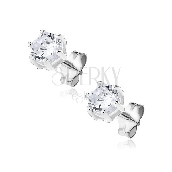 Earrings made of 925 silver - clear, sparkling zircon, multiple-pin mount