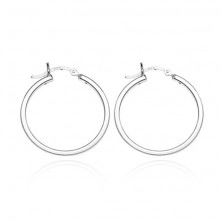 Round earrings made of 925 silver - four smooth edges, 15 mm