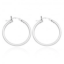 Round earrings made of 925 silver - four shiny edges, 24 mm