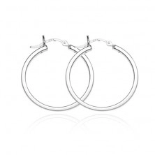 Silver round earrings, 925 - bright four-edged circumference, 28 mm