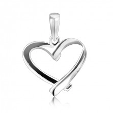 Silver pendant, 925 - shiny, folded heart line