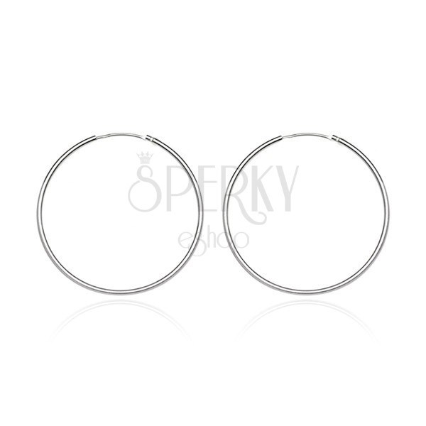 Round earrings made of 925 silver - bright and smooth surface, 15 mm