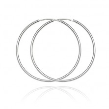 Silver earrings, 925 - thin and smooth circles, 36 mm