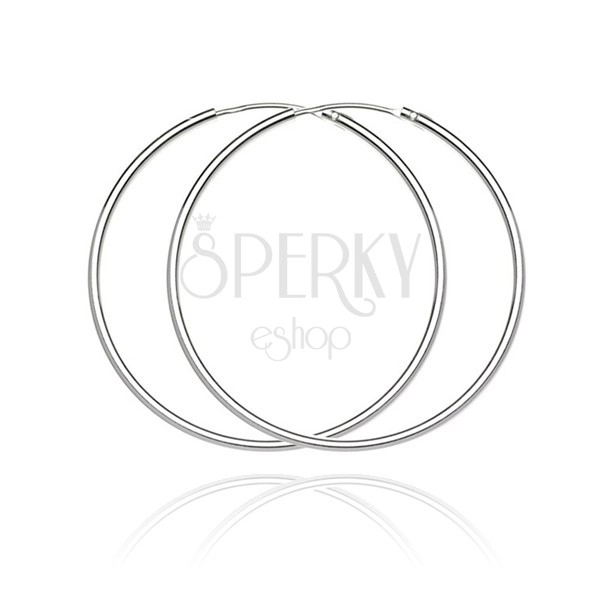 Silver earrings, 925 - thin and smooth circles, 36 mm