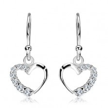 Dangling earrings made of silver 925 - heart, zircons, central attachment