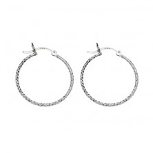 Round silver earrings 925 - rhombic pattern, 17 mm