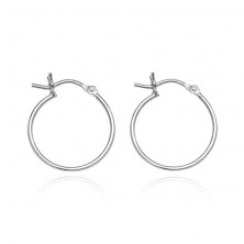 Silver earrings, 925 - shiny thin circles, 16 mm