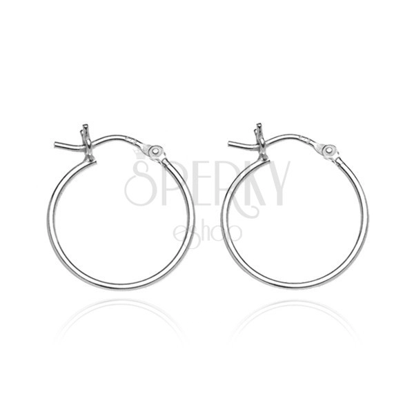 Silver earrings, 925 - shiny thin circles, 16 mm