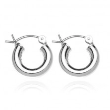 Circular silver earrings - smooth massive line, 18 mm