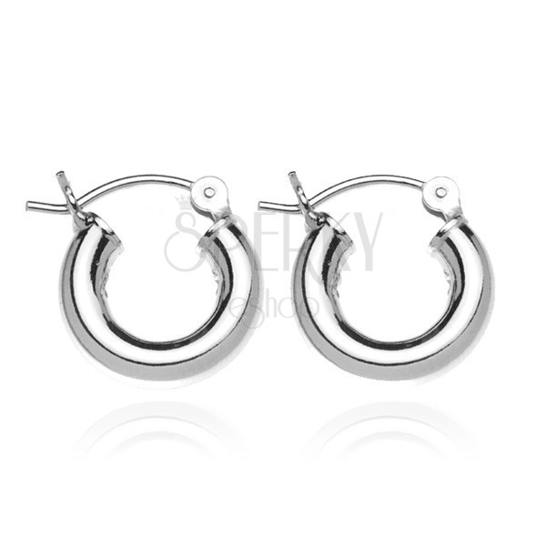 Circular silver earrings - smooth massive line, 18 mm