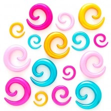 Ear expander - shiny colorful spirals