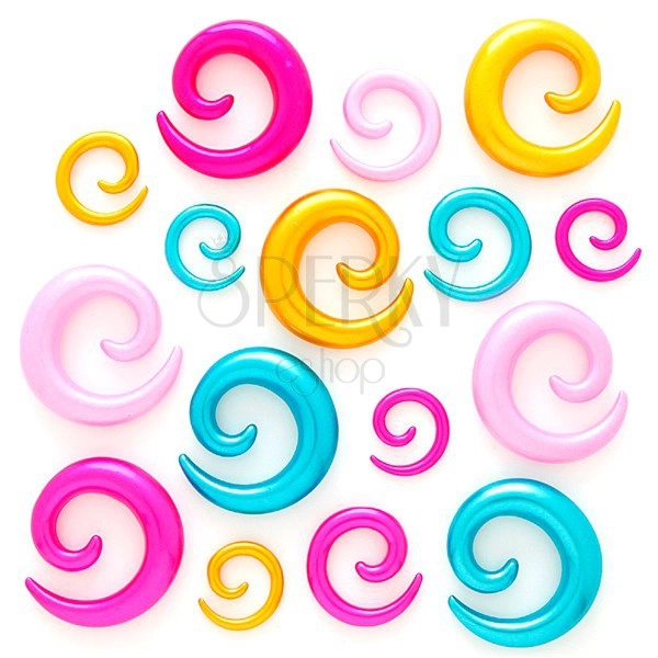 Ear expander - shiny colorful spirals