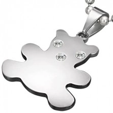 Pendant made of stainless steel in silver colour, bear with zircons
