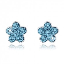 Earrings made of 925 silver - flowers with blue zircons