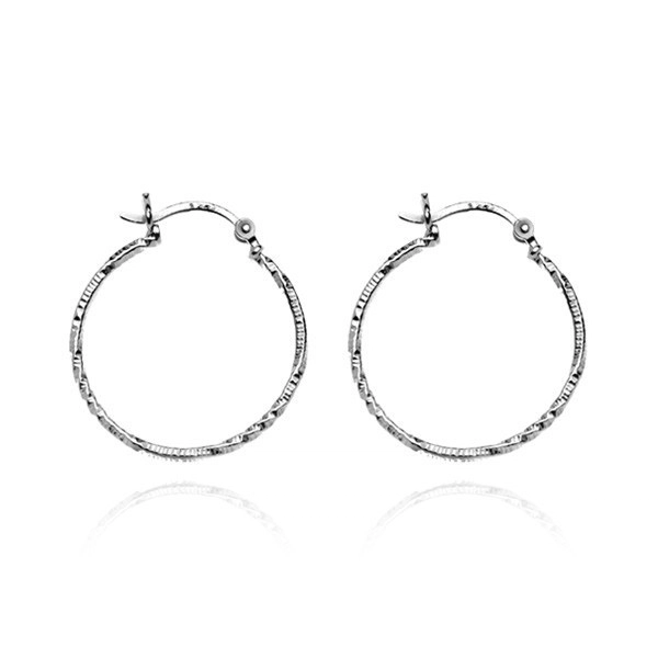 Silver earrings 925 - circles and spiral engraving, 18 mm