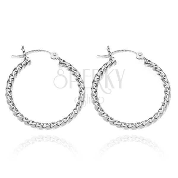 Earrings made of 925 silver - entwined line of circles, 25 mm