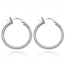 Round silver earrings 925 - thick smooth edges, 25 mm