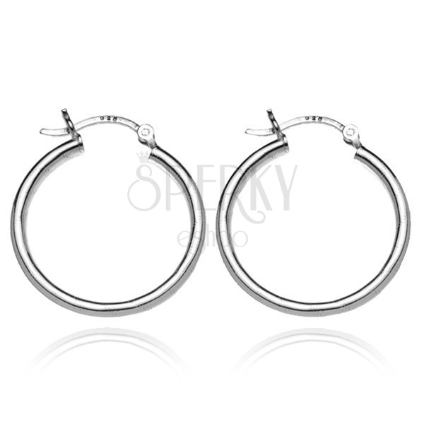 Round silver earrings 925 - thick smooth edges, 25 mm