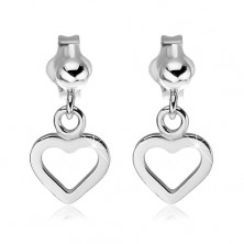 Silver stud earrings 925 - dangling heart silhouettes