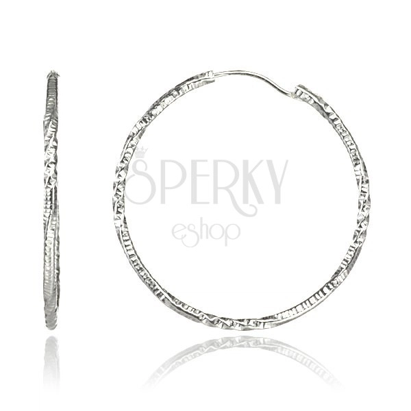 Earrings made of 925 silver - multiple twisted circles, 30 mm