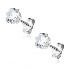 Stud earrings made of silver 925 - clear zircon, 5 mm