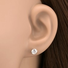 Stud earrings made of silver 925 - clear zircon, 5 mm