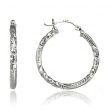 Earrings made of 925 silver - thick twisting circles, 25 mm