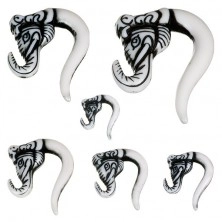 Ear piercing - taper, elephant head, black color