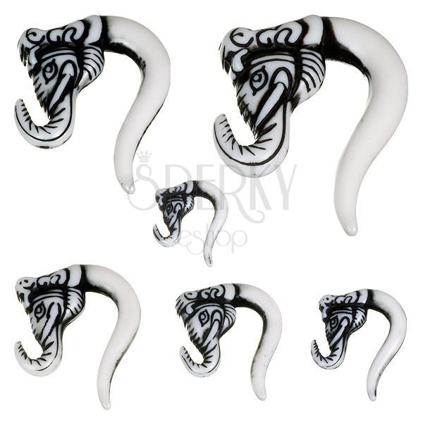 Ear piercing - taper, elephant head, black color