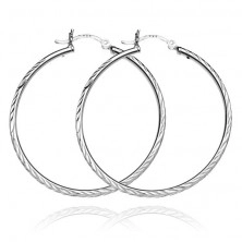 Silver earrings 925 - thin circles with spikelets, 40 mm