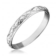 Silver ring, 925 - braided engraved tears