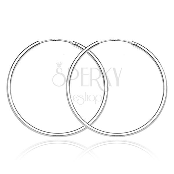 Silver earrings, 925 - thin smooth circles, 30 mm