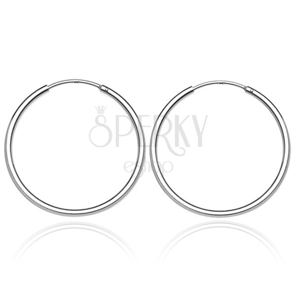 Round earrings made of silver - shiny and smooth surface, 25 mm