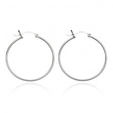 Silver earrings 925 - shiny circles with hinged snap closure, 18 mm
