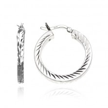 Hoops made of 925 silver - engraved grains, 25 mm