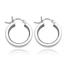 Round earrings made of 925 silver - thick lines with edges, 20 mm