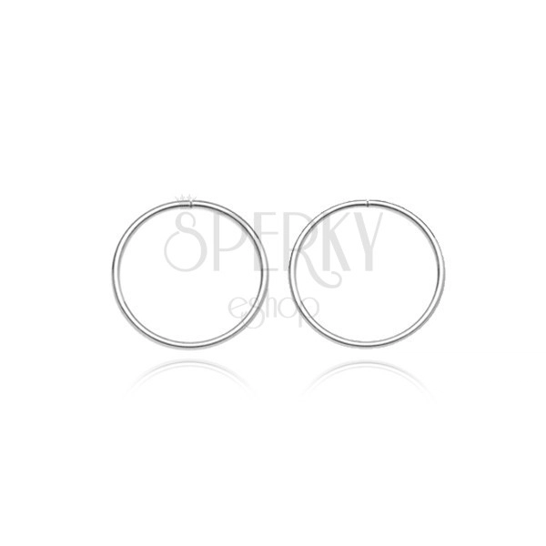 Silver earrings 925 - thin smooth circles, 10 mm