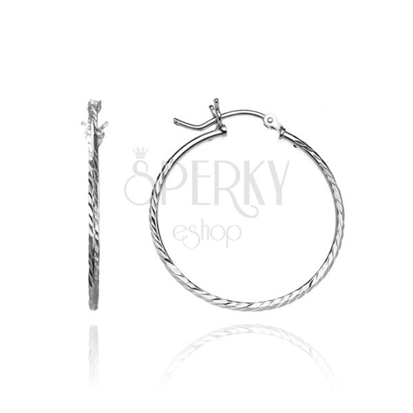 Silver hoops, 925 - four lines of grains, 20 mm