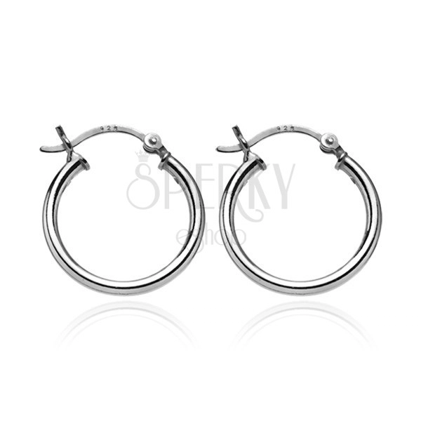 Silver earrings 925 - hoops with simple design, 16 mm