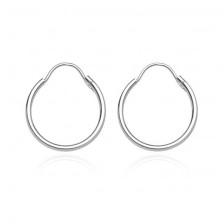 Round silver earrings 925 - shiny simple design, 16 mm