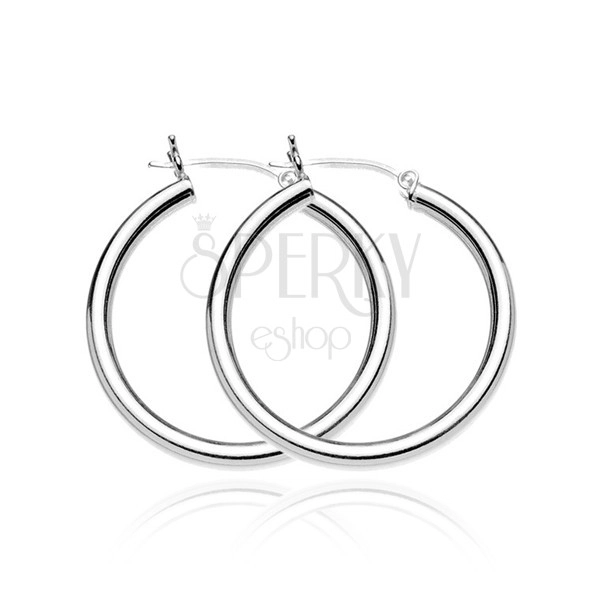 Silver earrings 925 - shiny thick circles, 25 mm