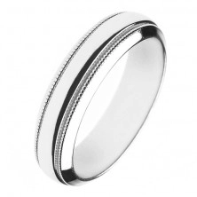 Shiny silver wedding ring 925 - two engraved stripes